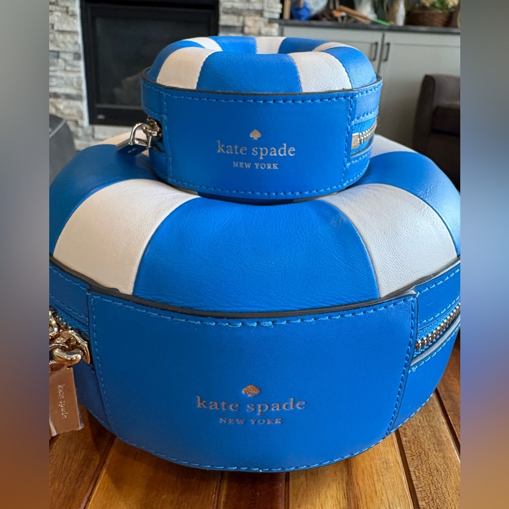 Kate Spade Splash Pool Float Crossbody Blue White Multi  Coin Purse Set Novelty - Picture 10 of 16